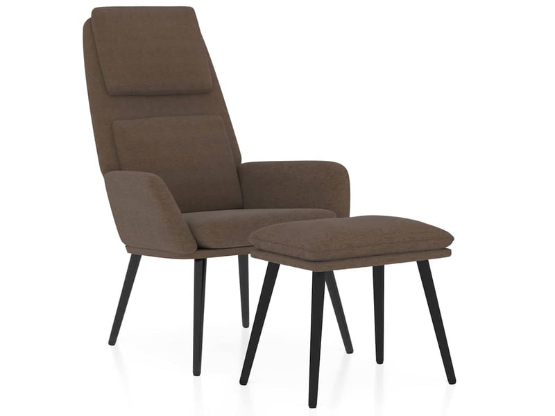  Vidaxl chaise de relaxation avec tabouret marron tissu  - Conforama D
