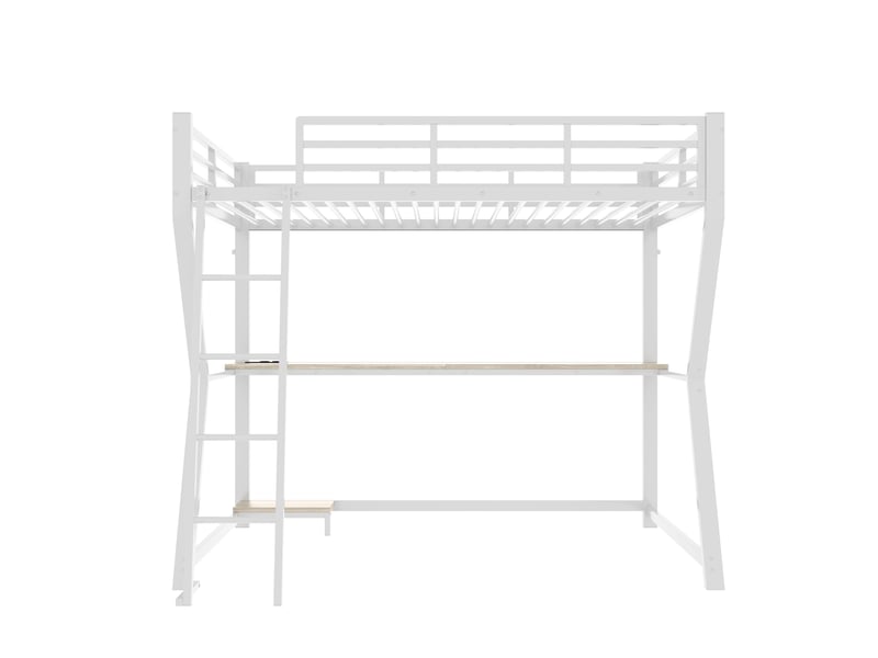  Lit mezzanine blanc 90 × 200 cm, bureau, led, prise usb et support pour console  - Conforama A