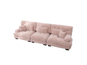 Canapé droit compressé fixe BEAOK 3 places Tissu rose