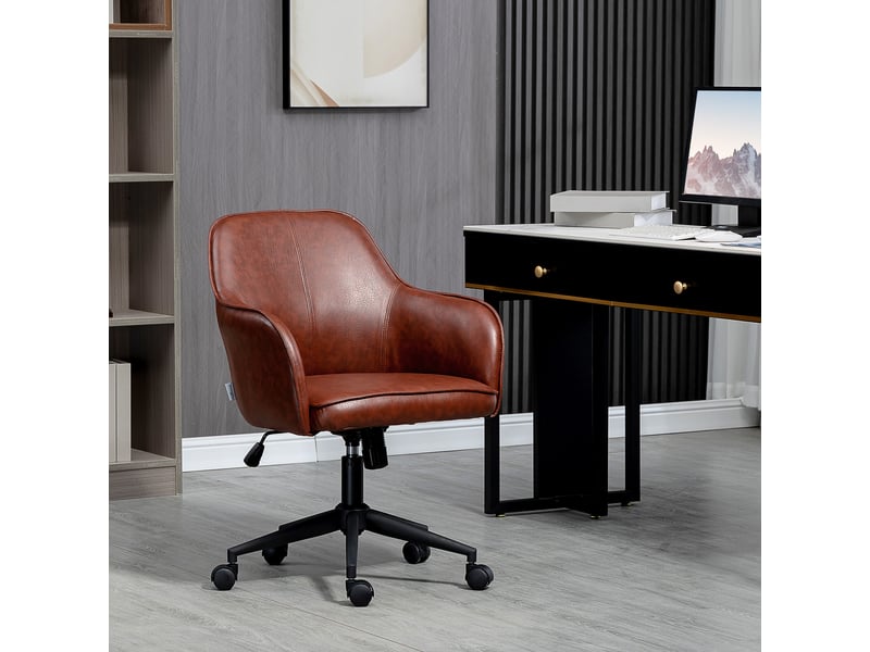  Chaise de bureau réglable en hauteur et pivotante, 58,5 cm x 62 cm x 91 cm, marron  - Conforama C