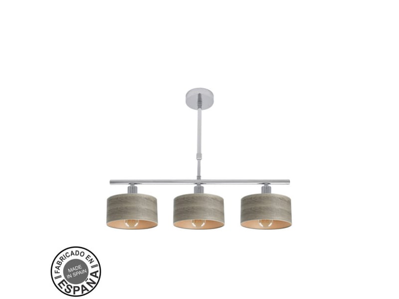  Lampe de plafond fabrilamp gilda chromebois gris 3 x e14 hauteur réglable 39-56 cm 55x14 cm 190353083 - Conforama A