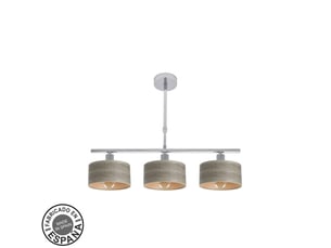 Lampe de plafond fabrilamp gilda chromebois gris 3 x e14 hauteur réglable 39-56 cm 55x14 cm