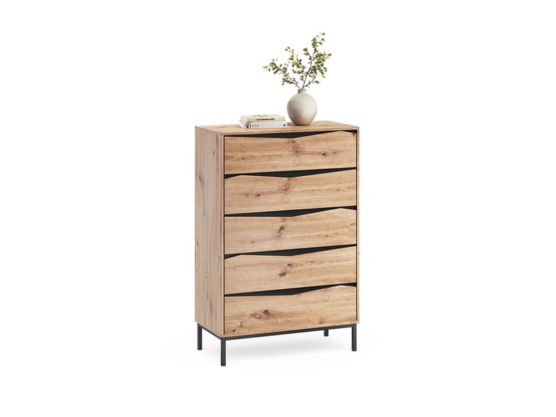  Vicco commode avec tiroirs, chênenoir, 79.2x120cm avec 5 tiroirs  - Conforama E