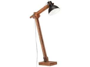 Lampadaire salon, lampe sur pied noir bois de manguier massif e27