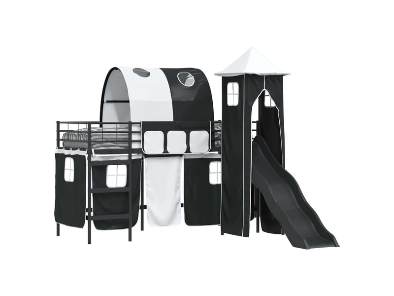  Cadre de lit superposé pour enfants - lit jeune uni noir 90 x 190 cm métal  - Conforama A