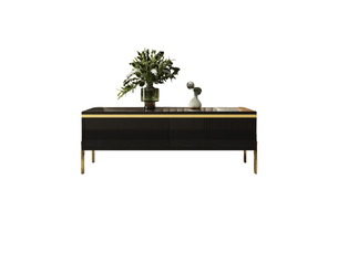 Table basse rectangulaire 100x50x36 cm avec tiroirs double face, pour salon, contemporain, panneau de particules, noir