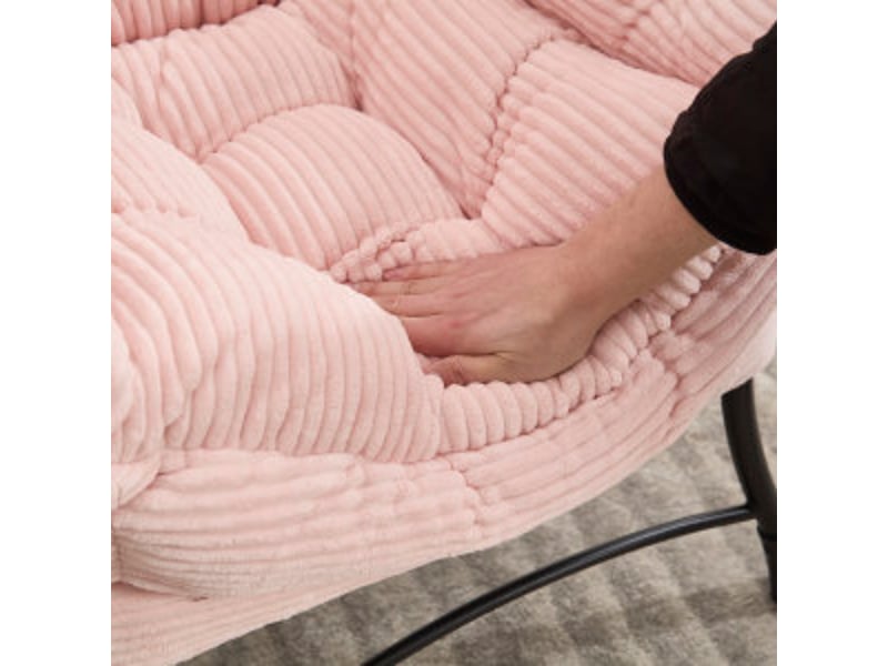  Fauteuil lounge avec repose-pieds, fauteuil relax avec accoudoirs et poche latérale, assise rembourrée, idéal pour la lecture et les petits espaces, rose  - Conforama D