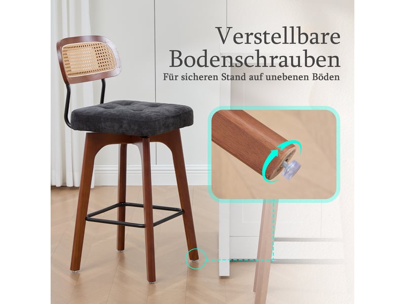  Fauteuil de salon - ensemble de 2 tabourets de bar pivotants à 360°, tabourets de bar de cuisine et de petit-déjeuner, noir  - Conforama R