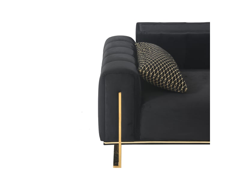  Canape droit fixe noir 3 places  - Conforama S