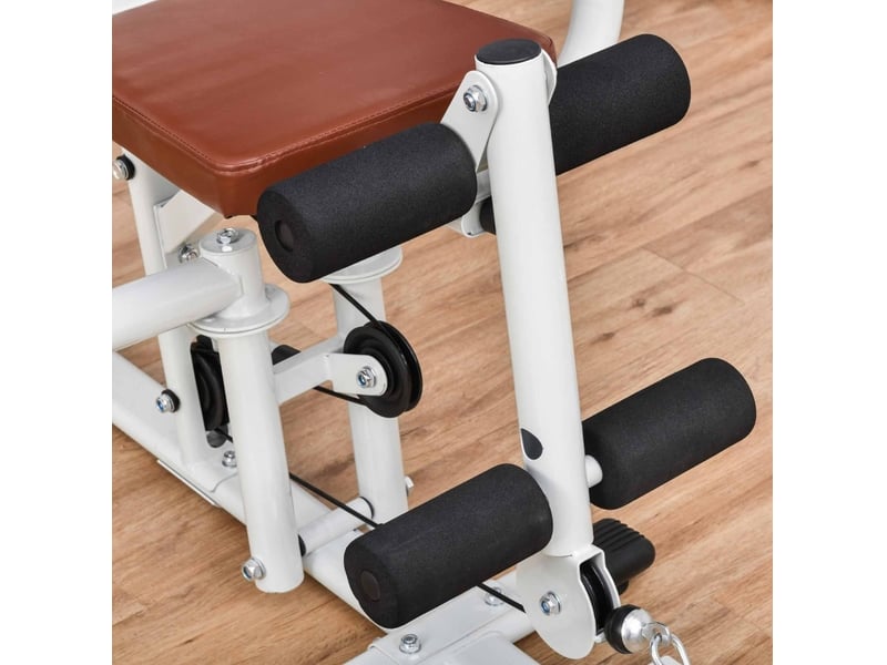 Station de musculation multifonction 150x110x210 cm avec poids et tirage vertical métal polyuréthane (pu) blanc - Conforama B