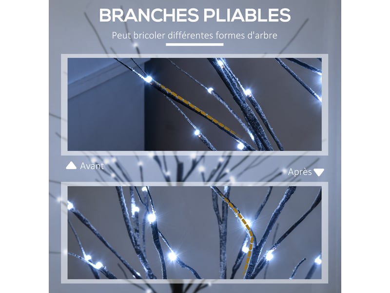  Arbre lumineux led - décoration lumineuse blanc froid - 96 leds - usage intérieur - 150 cm - décoration de noël chambre maison marron  - Conforama R