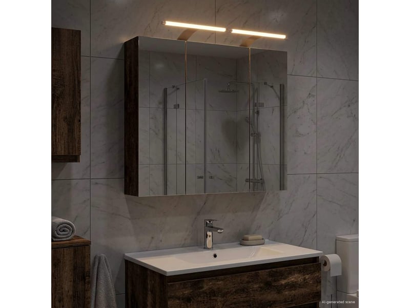  Armoire miroir salle de bain, meuble de rangement bois ancien 70x14.5x70 cm shl5399  - Conforama B