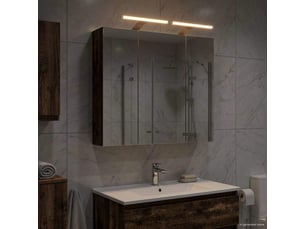 Armoire miroir salle de bain, meuble de rangement bois ancien 70x14.5x70 cm shl5399