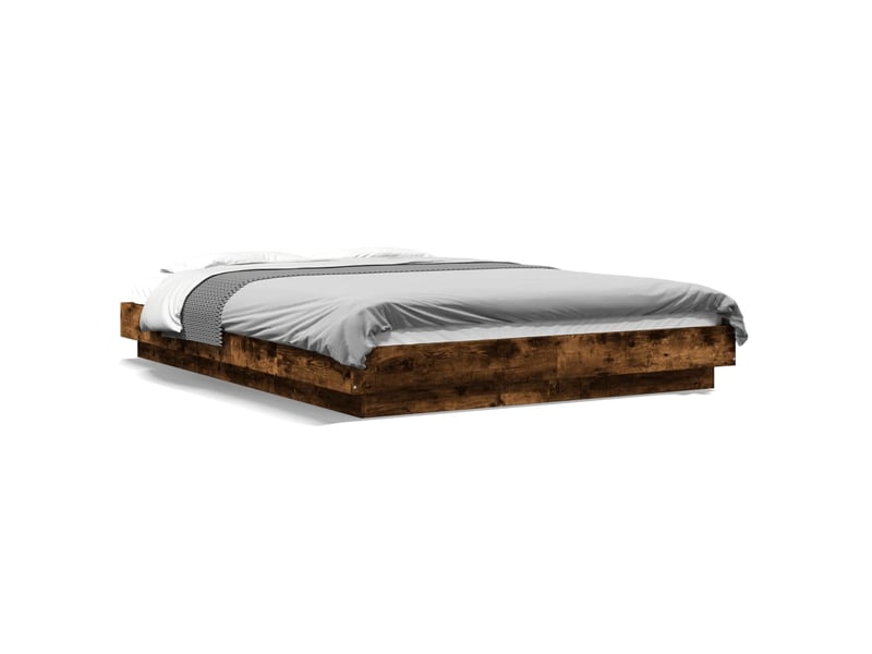 Lit double- lit adulte - cadre de lit et lumières led sans matelas chêne fumé 120x190cm - Conforama A