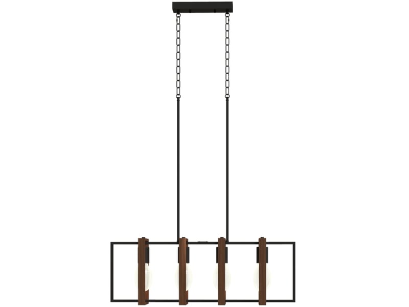  Suspension 80 x 21 x 90-130 cm en acier et bois à 4 douilles e27 orientables noir et brun noyer chicfurn  - Conforama A