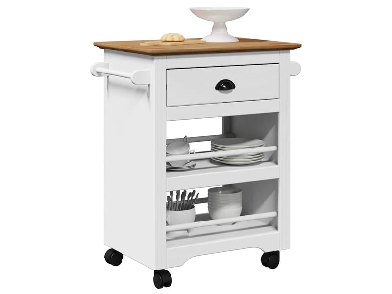 Desserte de cuisine, chariot de rangement bodo blanc et marron 67,5x45x80 cm - Conforama B
