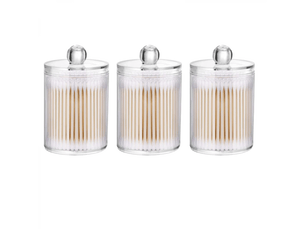 Lot de 3 pots distributeurs de cotons-tiges pour salle de bain - support en plastique blanc pour cotons-tiges