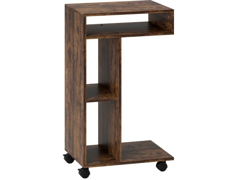  Table d'appoint en c 40 x 30 x 69 cm marron rustique, panneau de particules mélaminé, à roulettes  - Conforama A