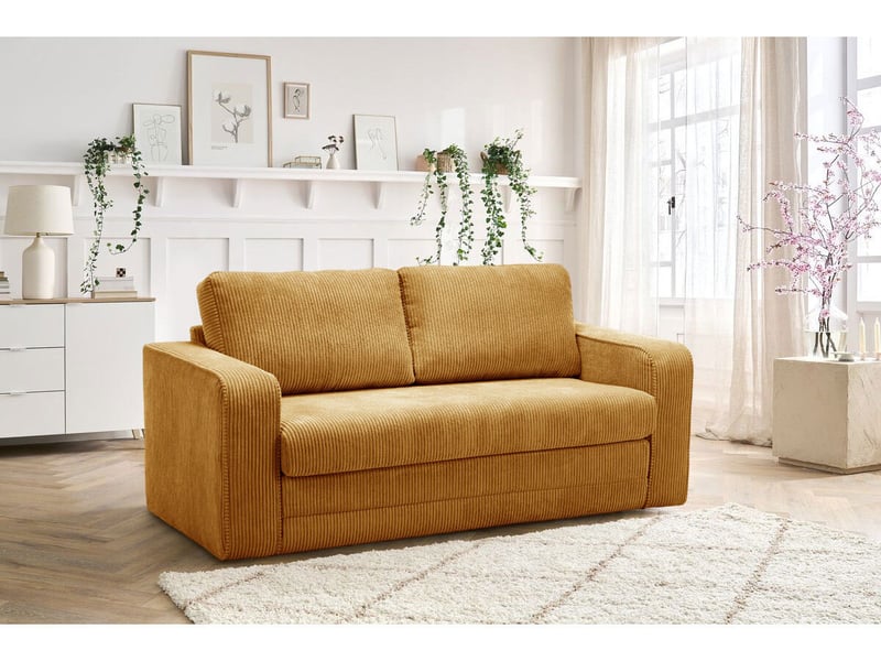  Bobochic canapé droit convertible déplimousse come velours côtelé jaune COME - Conforama B