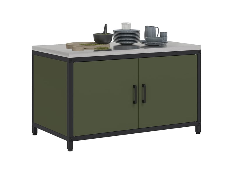 Meuble de rangement de cuisine hattem vert olive acier - Conforama C