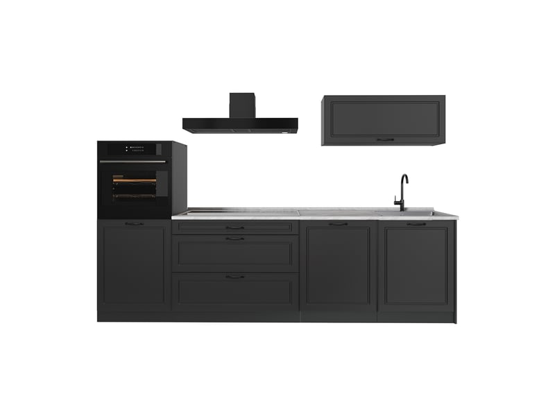  Vicco cuisine, anthracite campagneanthracite, 280cm plan de travail marbre  - Conforama A