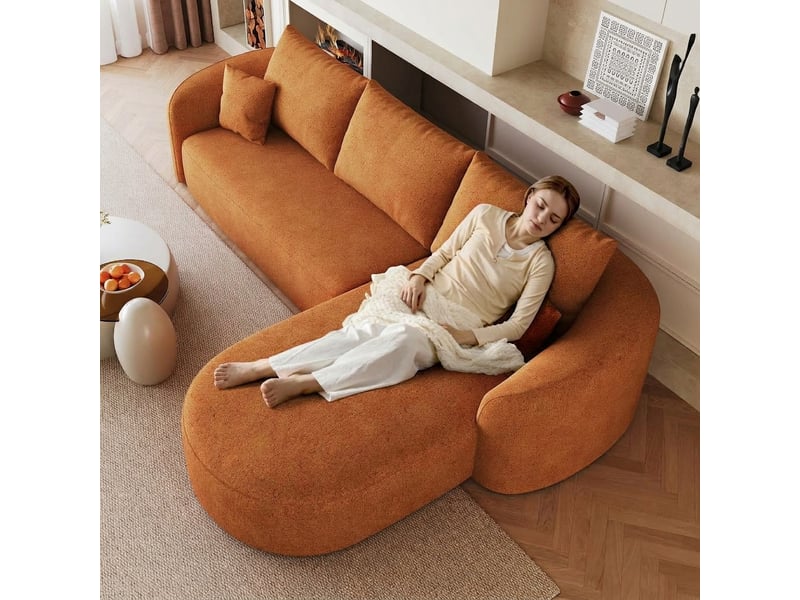 Canapé d'angle en l 266 cm modulable sans montage canapé 3 places orange - Conforama C