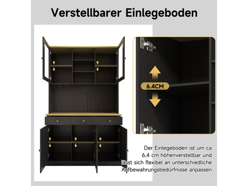  Armoire haute de salle à manger - 120x40x191 cm - portes en verre - porte-verres intégré  - Conforama R