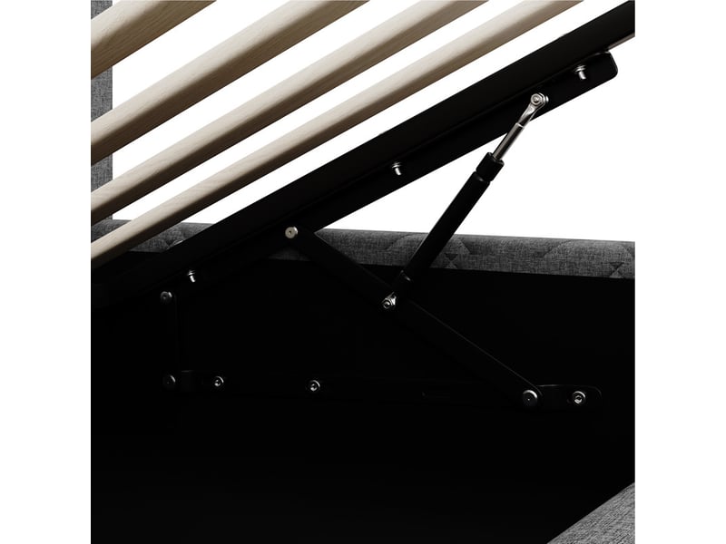  Lit coffre 90 x 200cm, rangement hydraulique, avec bande lumineuse led, avec port usb, sans matelas, lin, gris  - Conforama E