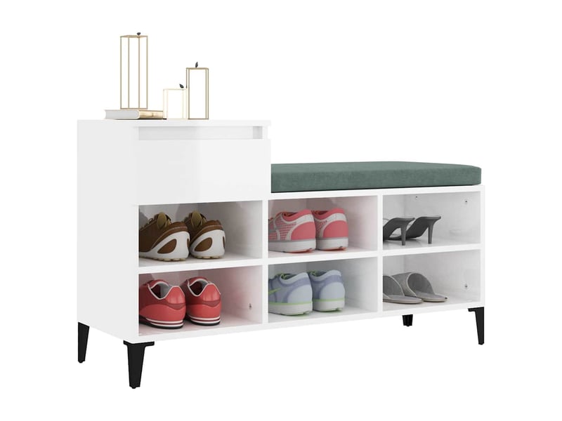  Meuble à chaussure blanc brillant 102x36x60 cm bois ingénierie shl3480  - Conforama D