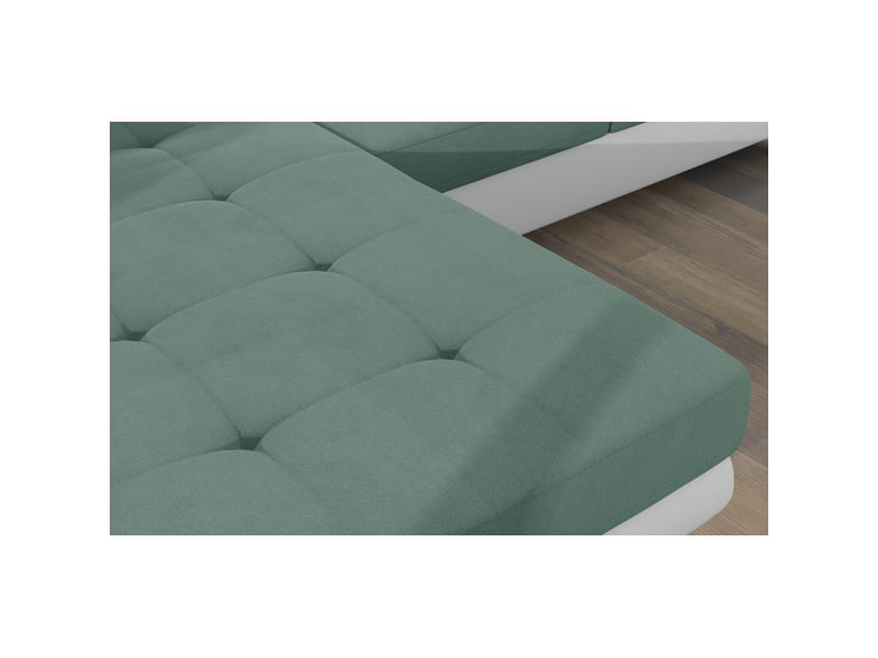  Canapé d'angle convertible amanda vert en chenille fine avec coffre  - Conforama D