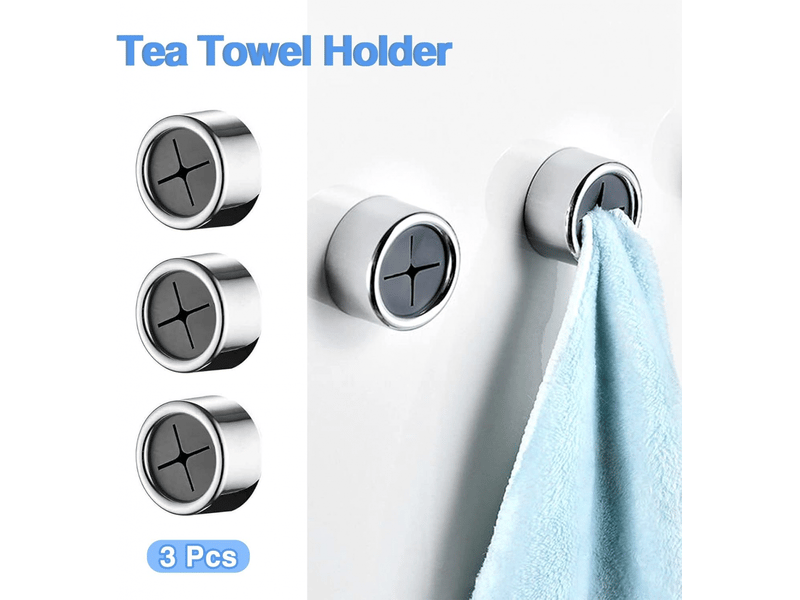 Accroche torchon, 3 pièces porte torchon, abs rond torchon cuisine, aucun perçage requis, pour salle de bain, armoire et placard, gris - Conforama B