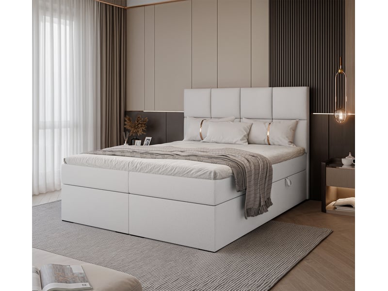 Lit coffre magnus - 160x200 cm - avec matelas et surmatelas - éco-cuir - blanc MAGNUS - Conforama B