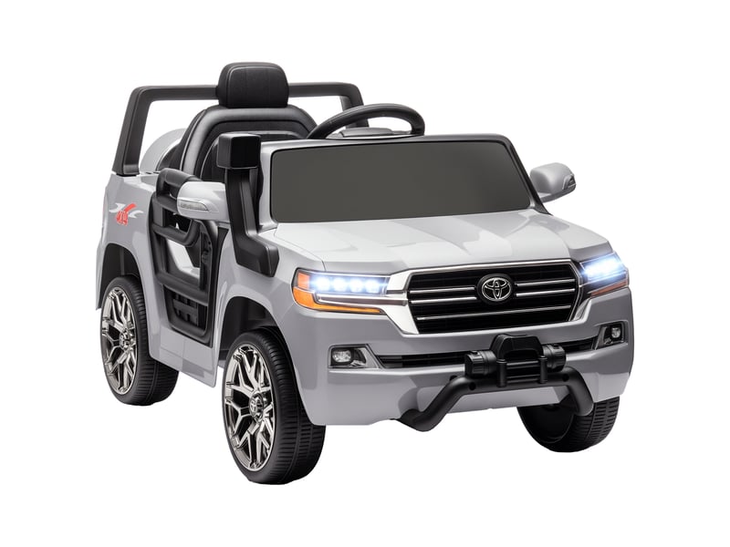  Toyota land cruiser voiture électrique pour enfants de 3 ans et plus, batterie 12 v, télécommande et lecteur mp3, grise  - Conforama A