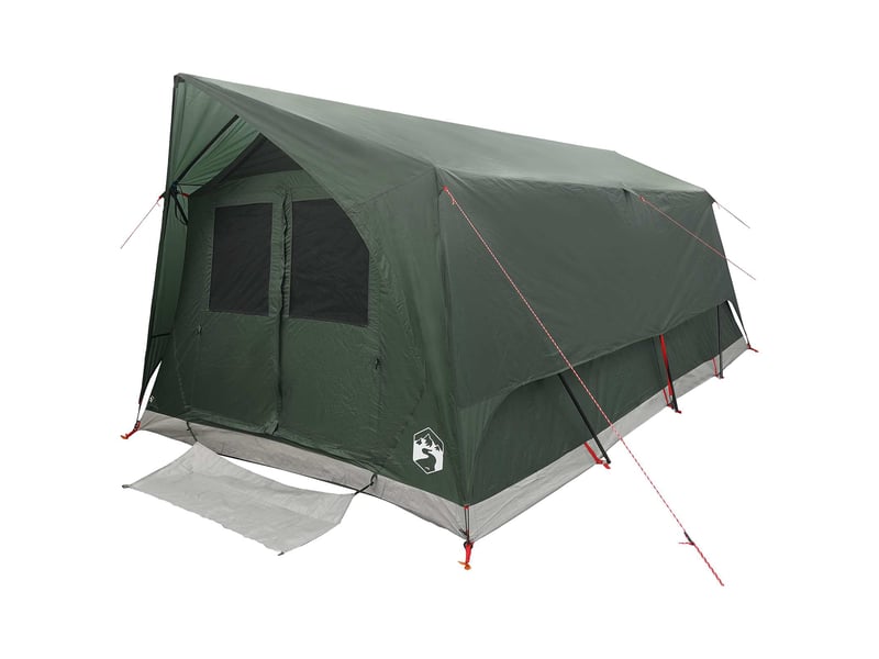 Tente tunnel, tente de camping 6 personne vert armée polyester et acier - Conforama C