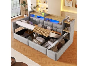 Lit banquette 90x200 cm <strong>SAPGAKS</strong>  <strong></strong> coloris gris