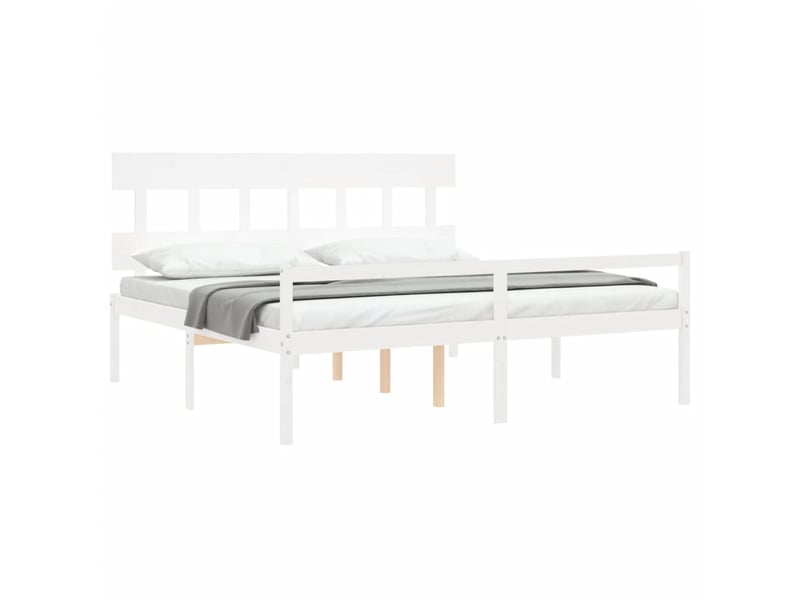 Lit double- lit adulte - lit pour personne âgée sans matelas blanc 200x200cm bois massif - Conforama C