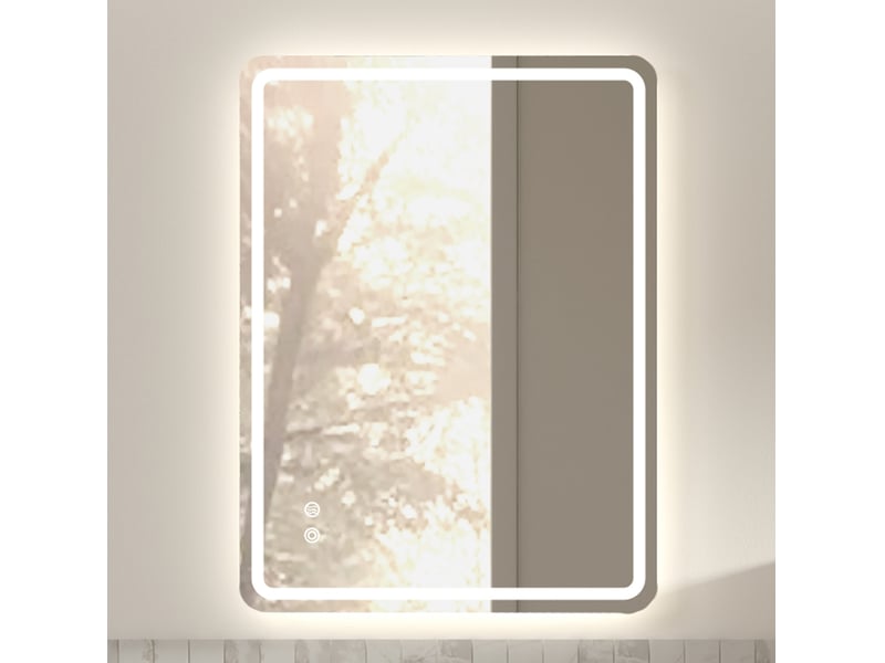  Miroir de salle de bains led mural 60x80 cm éclairage réglable argenté  - Conforama C