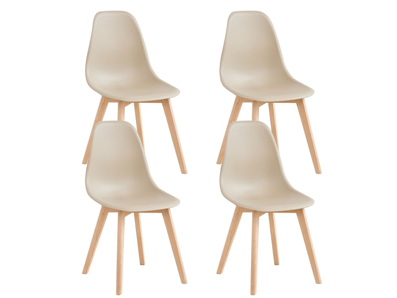  Lot de 4 chaises de salle à manger scandinaves - kaki - pieds en hêtre  - Conforama A