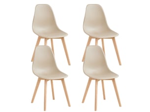 Lot de 4 chaises de salle à manger scandinaves - kaki - pieds en hêtre