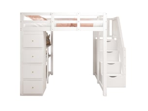 Lit mezzanine 140x200 cm MEUBLIV coloris blanc