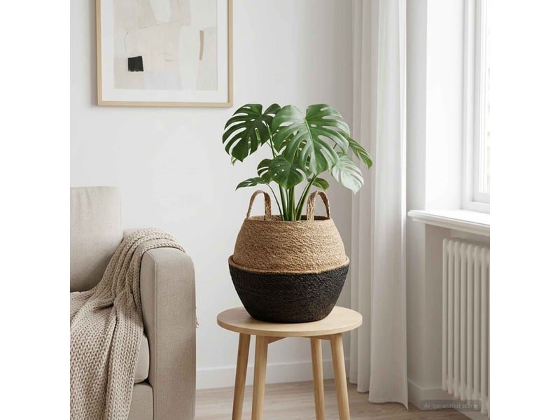 Jardinière - pot de plante avec poignées noir ø 32 x 32 cm - Conforama B