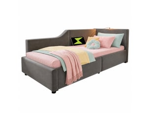 Lit banquette 90x200 cm <strong>STILVORA</strong>  <strong></strong> coloris gris