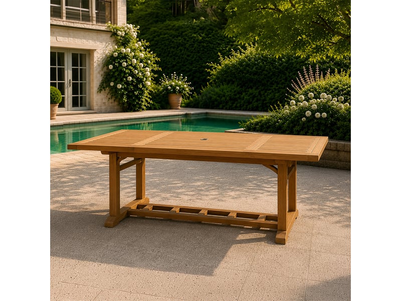  Table en teck rectangulaire extensible 170 cm  - Conforama B