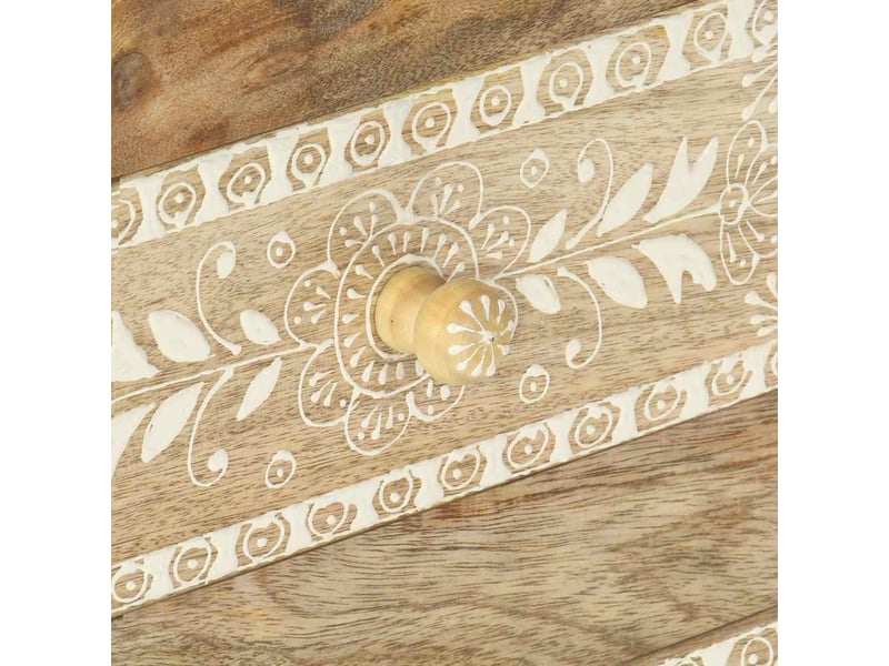 Table de chevet - cabinet de chevet - table de nuit peinte à la main 40x30x60 cm bois de manguier - Conforama E