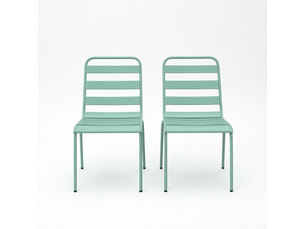 Lot de chaises 2 chaises empilables structure en métal couleur verte résistantes aux intempéries