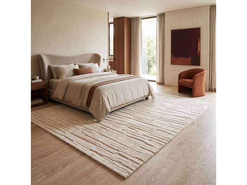  Tapis doux à relief moderne crème 120x170  - Conforama E