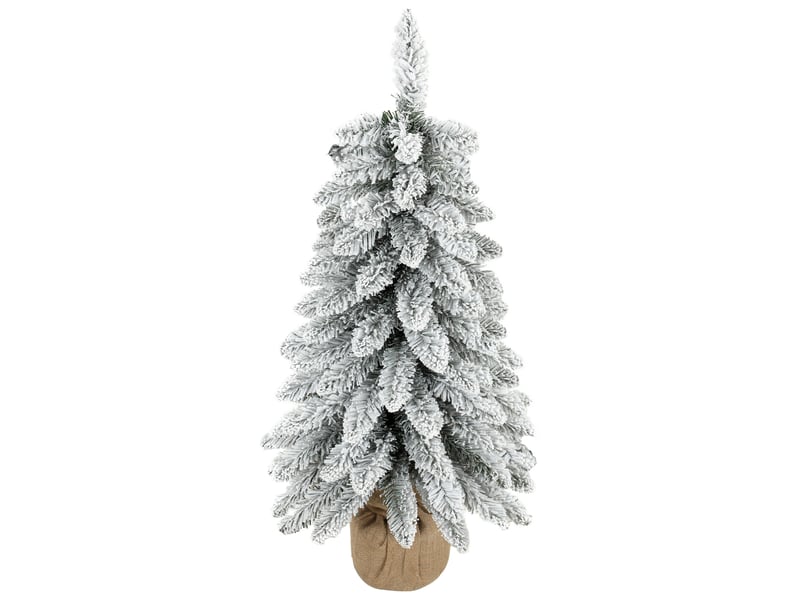  Sapin de noël artificiel, 90 cm (3 pi), sapin élancé en forme de crayon avec 107 extrémités de branches, base en jute, blanc  - Conforama A