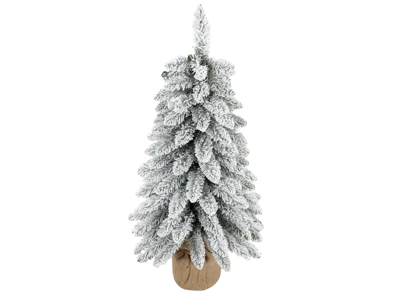  Sapin de noël artificiel, 90 cm (3 pi), sapin élancé en forme de crayon avec 107 extrémités de branches, base en jute, blanc  - Conforama A