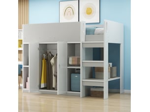 Lit mezzanine 90x200 cm <strong>HAVRYA</strong> <strong></strong> coloris gris