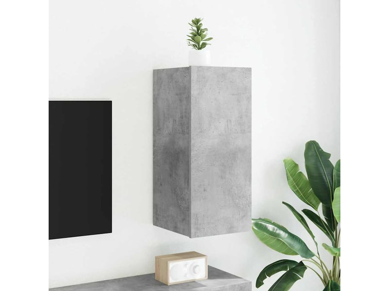  Meuble tv - banc tv - meuble de rangement mural avec lumières led gris béton 30,5x35x70 cm  - Conforama B